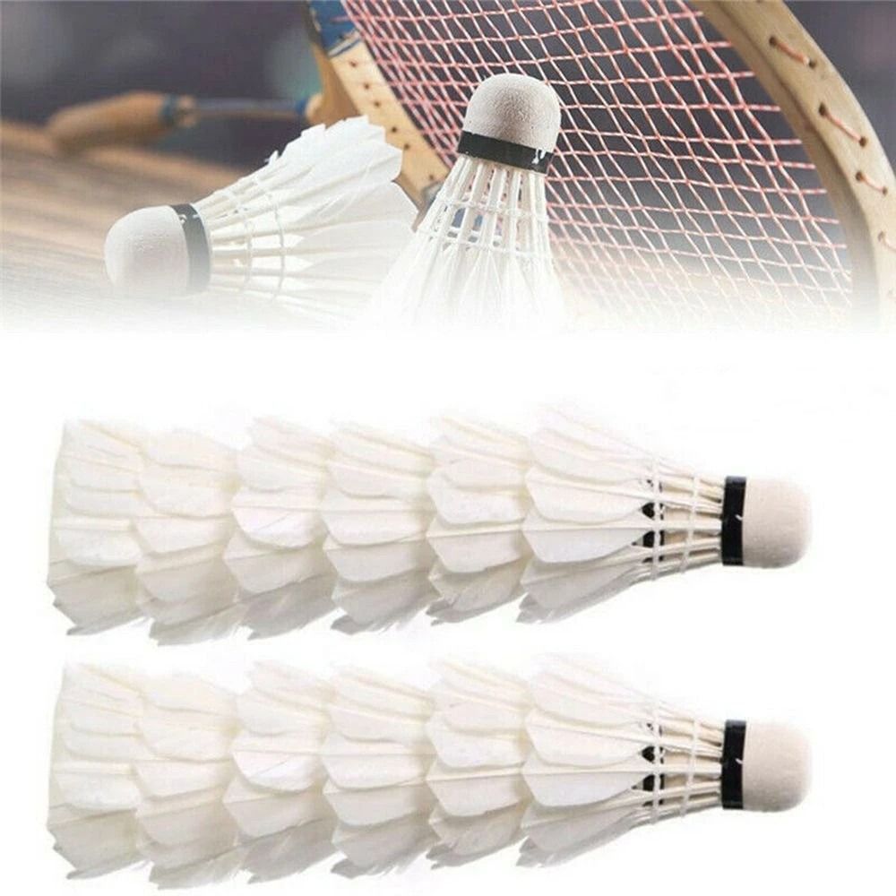 Feather Shuttlecock - 3/6/12 ชิ้น ลูกแบดมินตันสีขาวแบบใหม่ ทนทาน ลูกแบดมินตันระดับมืออาชีพ สำหรับฝึกซ้อม