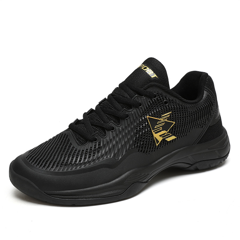 Badminton Shoes Men - รองเท้าแบดมินตันสีดำล้วนรุ่นใหม่ปี 2026 รองเท้าเทนนิสอเนกประสงค์สำหรับเด็ก รองเท้าผ้าใบสำหรับผู้ชายและผู้หญิง รองเท้ากีฬาที่สวมใส่ได้